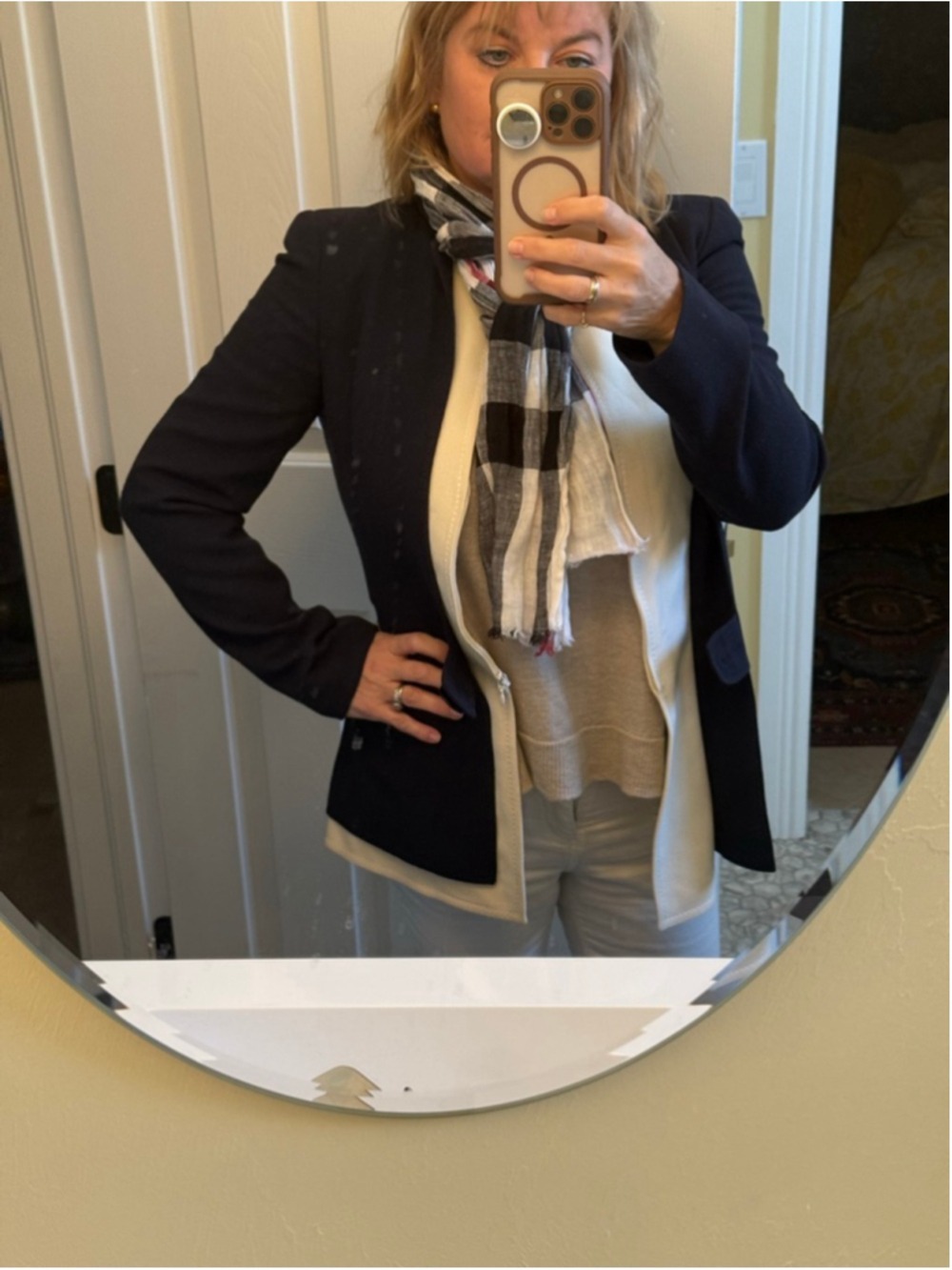Valentino Navy & Beige Blazer Jacket Large, zipper closure, hand sewn couture - Picture 16 of 16